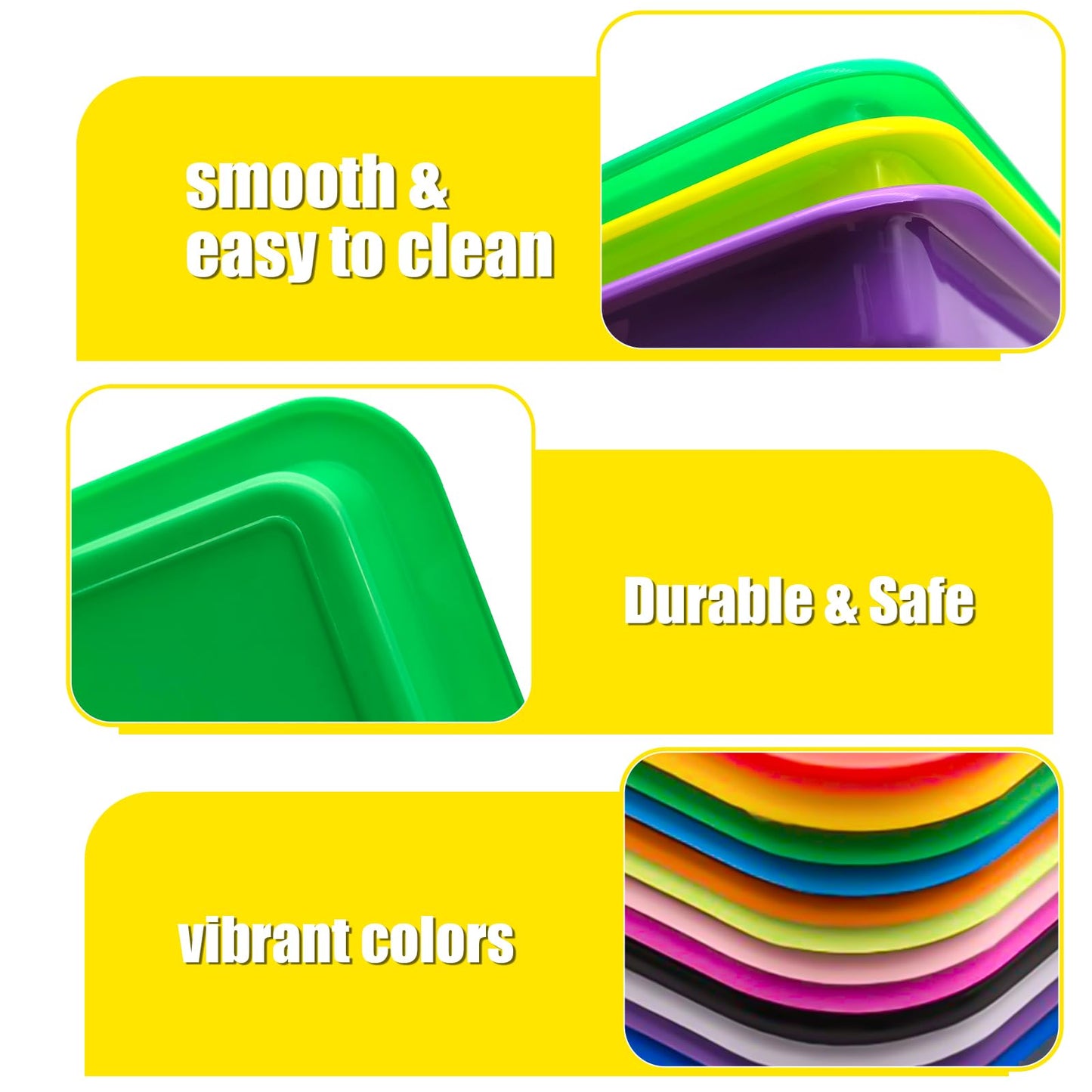 12 Colors Plastic Art Trays,12 Pack Large Activity Crafts Tray Set,Colorful Activity Serving Tray for Painting,Jewelry,Beads,Home School,Art DIY Projects and Serving Organizer