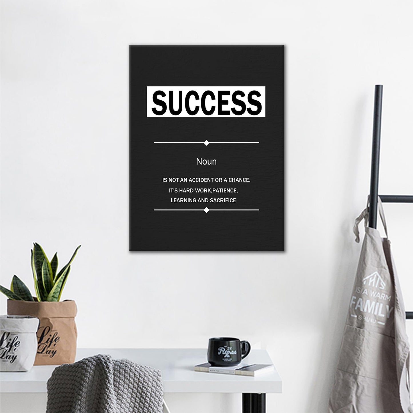 YSPCSUN Inspirational Posters for Office, Success Definition Canvas Poster Single Panel Wall Decor for Home Office Dorm Classroom, Framed Canvas Art, 24x18inch