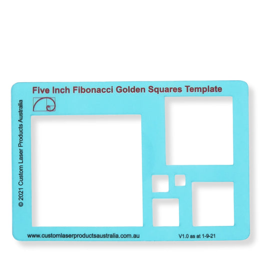 5" Square Stencil Template — Golden Ratio Tool for Drawing — Fibonacci Template — Geometric Stencil for Art, Drafting and Quilting — Clear PETG — Made in Australia