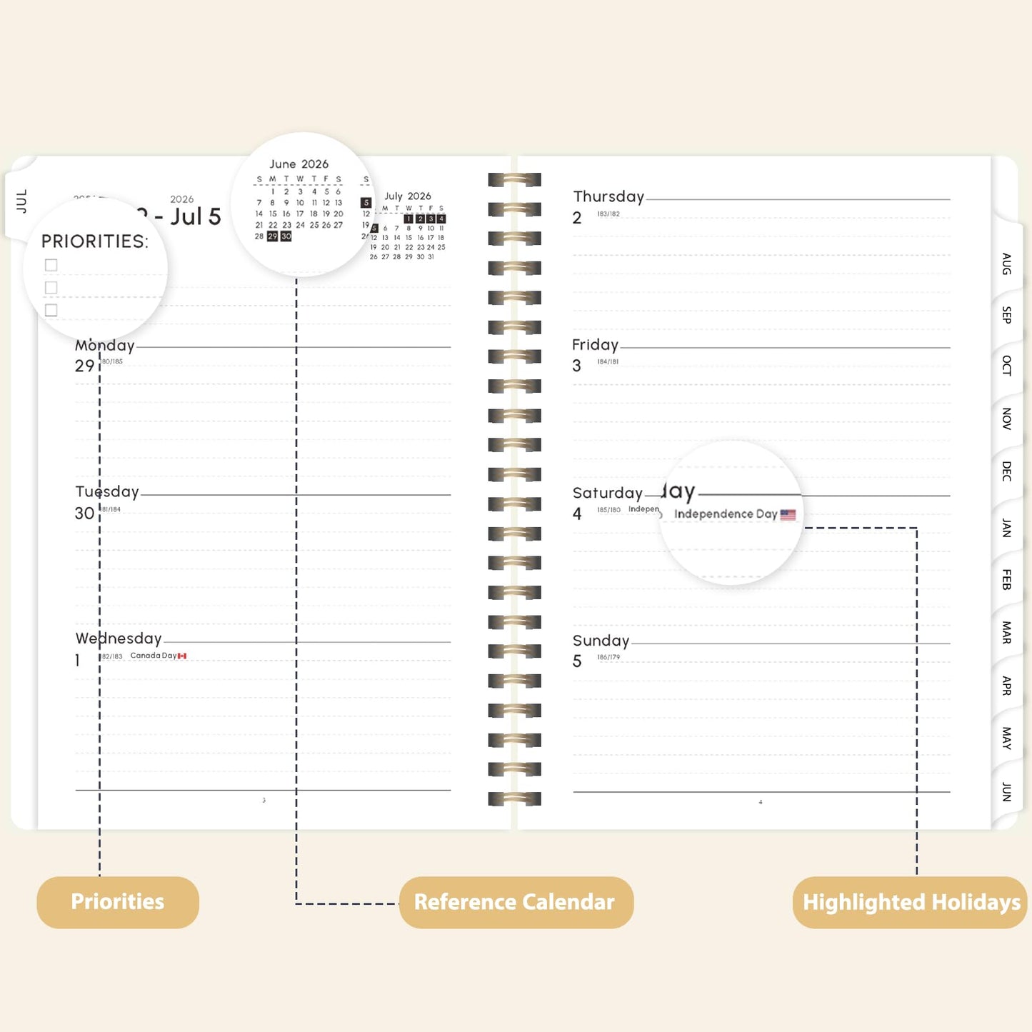 Planner 2026-2027, Weekly and Monthly Academic Planner, July 2026 - June 2027, Hardcover Calendar Agenda Book for School Year Planning, School Supplies for Teacher and Student, A5(6.3'' x 8.5'')