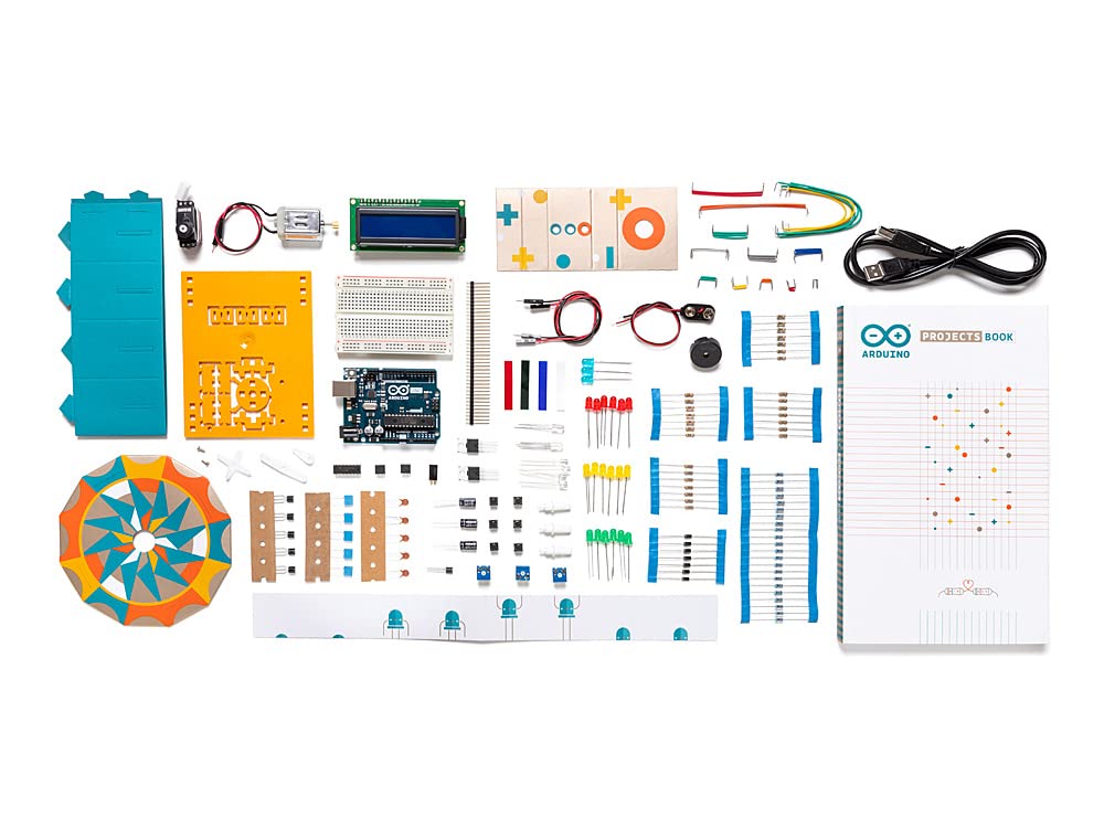 Official Arduino Starter Kit [K000007] - 12 DIY Projects with Electronic Components & English Projects Book - Original Kit from Italy