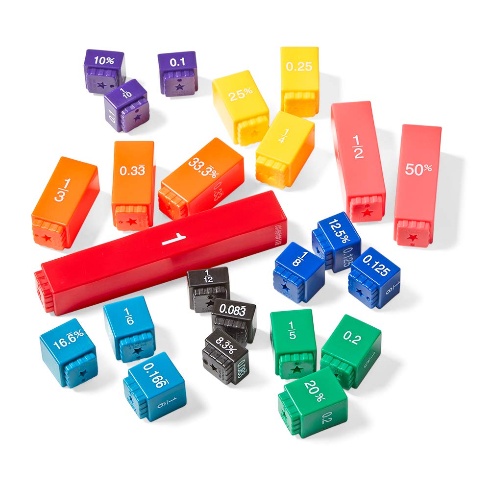 hand2mind Rainbow Fraction Tower Equivalency Cubes, Decimal Fraction Equivalency, Math Blocks, Montessori Math Rods, Fraction Manipulatives, Classroom Manipulatives for Elementary School (51 Pieces)