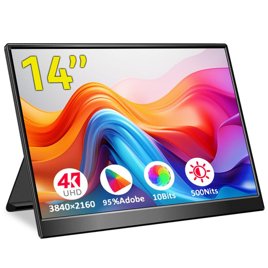 Magedok 4k Portable Monitor, 14 Inch Portable Monitor USB C, 10-Bit Adobe 95% HDR Game Display with USB C/HDMI/Mini DP Compatible with Laptop/Game Console/PC/Surface (14")