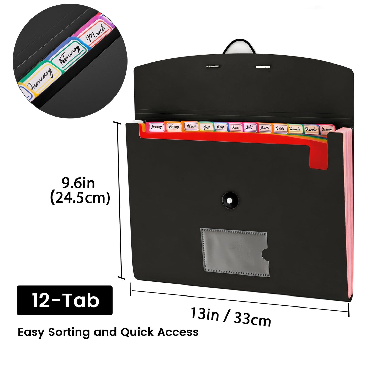 2-Pack 13-Pocket Expanding File Folder, Accordion File Organizer with Labels, Fits Letter Size & A4 Paper, for Home Office School College Supplies