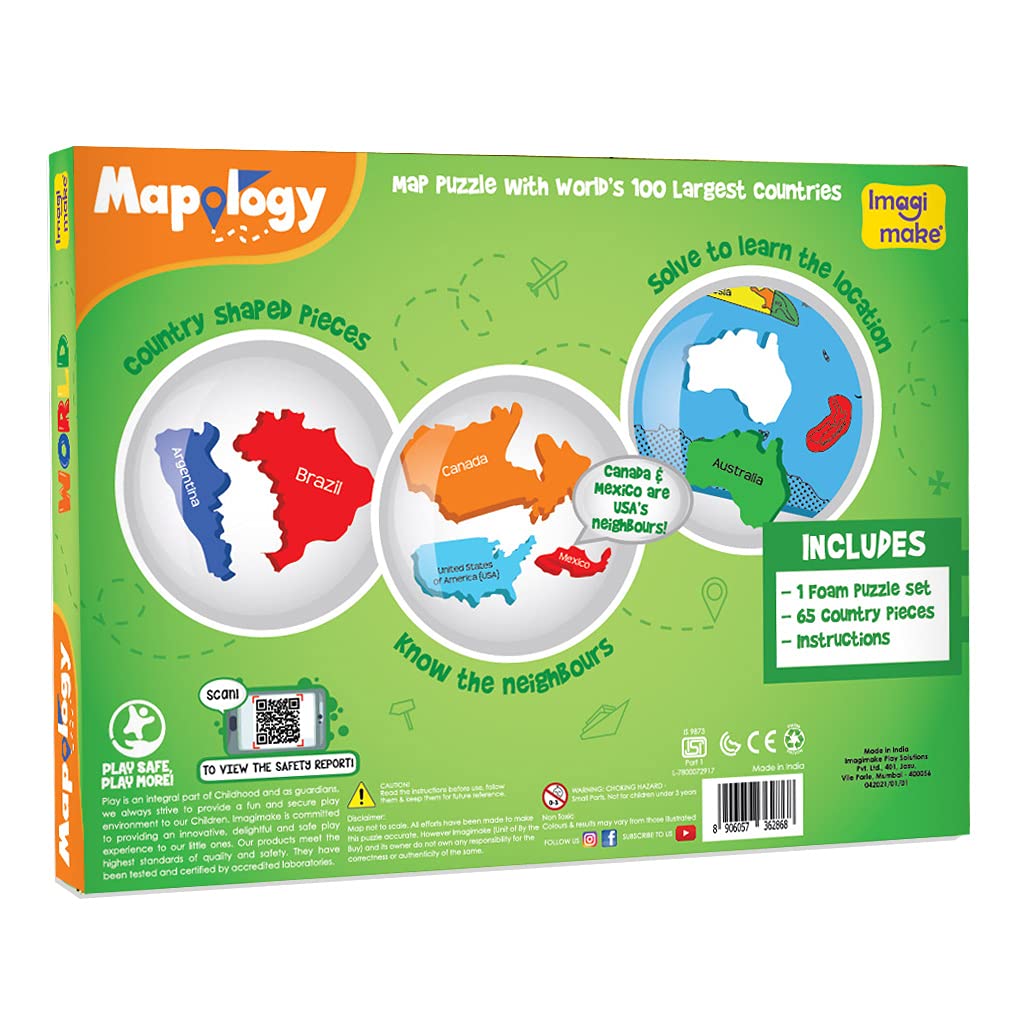 Imagimake Mapology World Map Puzzle | Educational Toys for Kids 5-7 | Puzzles for Kids Ages 4-8 | Map of The World | 6 Year Old Boy Gifts & Girl Gifts