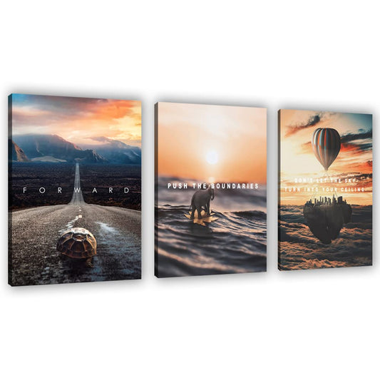 Motivational Wall Decor Poster Inspirational Wall Art 3 Pieces Canvas Wall Painting Artwork for Living Room Bedroom Office Home Decor Prints Pictures Wall Decor Framed Ready to Hang 36''Wx 16''H