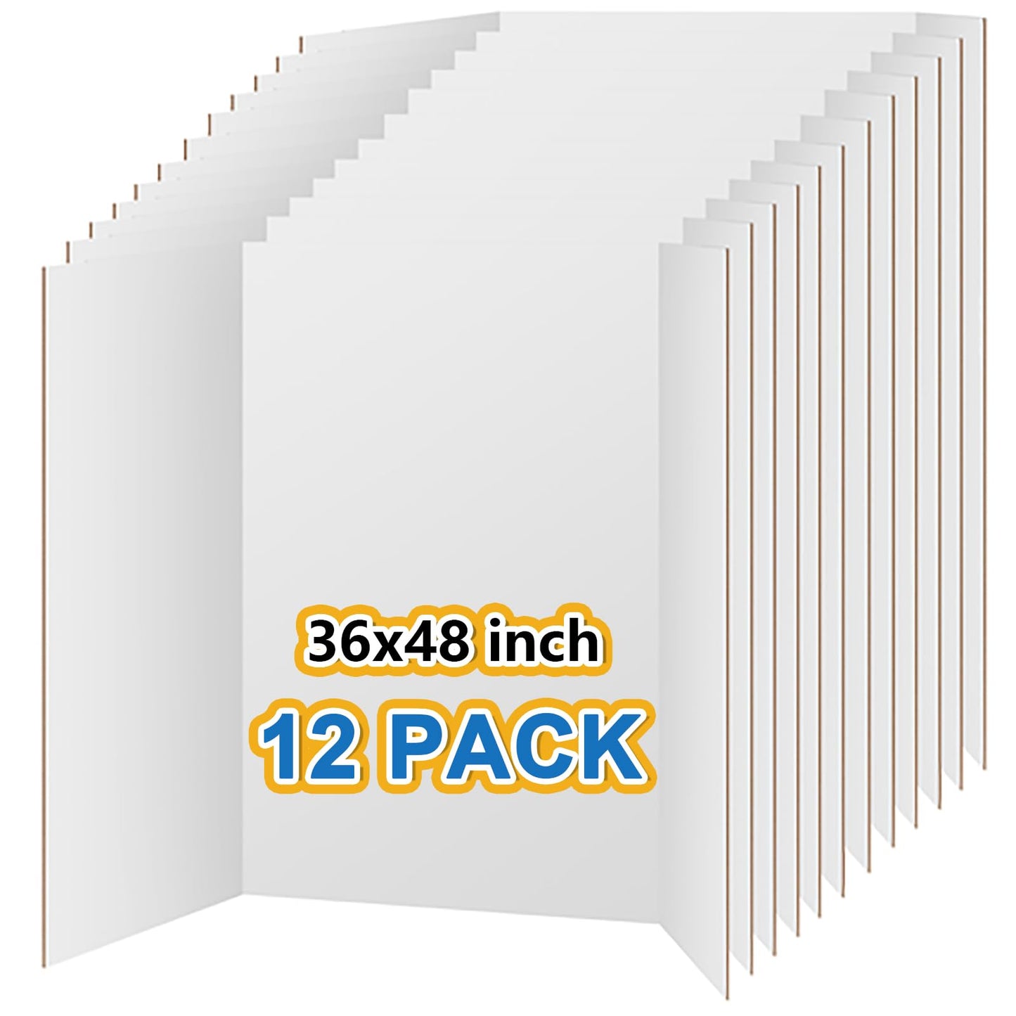 VinTS 12 PCS 36" x 48" Trifold Poster Board White Trifold Foldable Display Poster Board for School Projects, Science Fair,Graduation Exhibitions