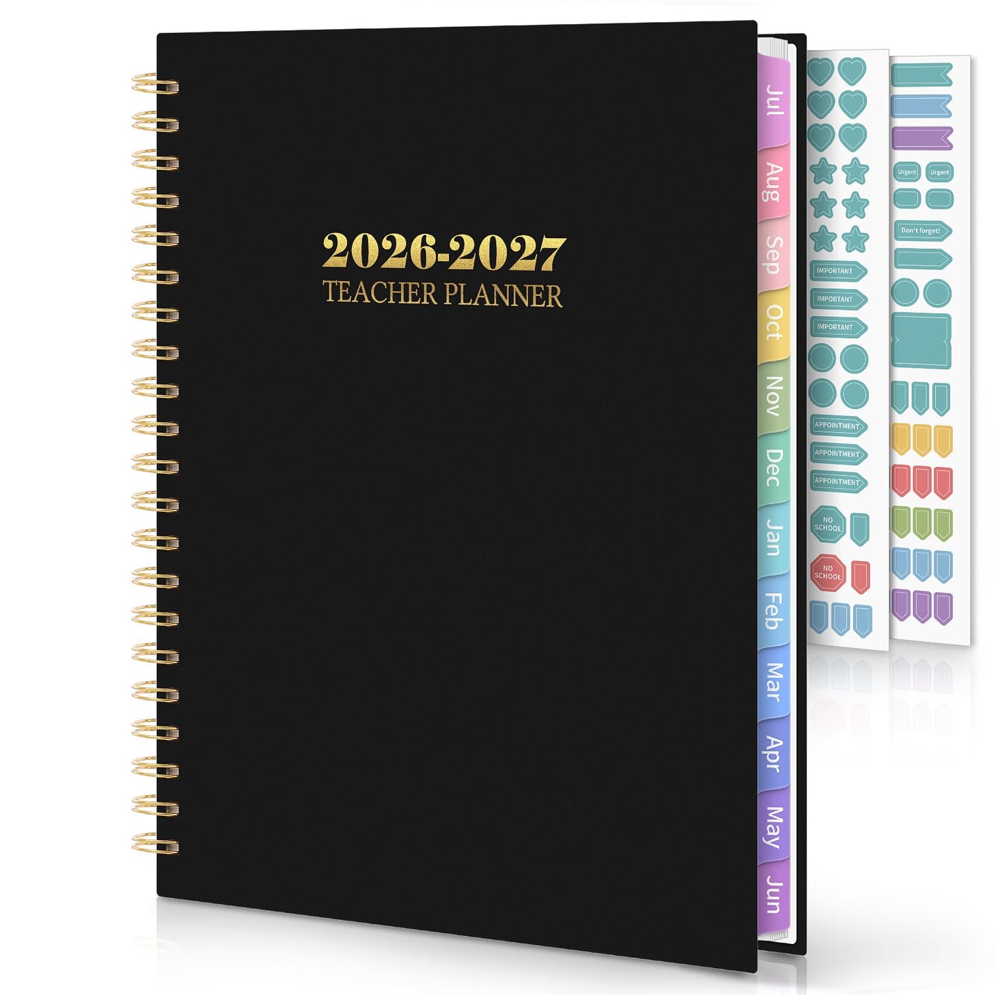 SKYDUE Teacher Planner 2026-2027 Academic Year, 8.5" x 11" Lesson Plan Book, July 2026-June 2027, 162 Pages, Monthly Tabs, Stickers, Weekly Lesson Planning, Student Tracking & Classroom Organization, Black
