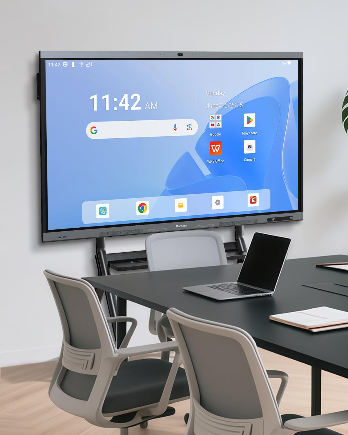 Dornium Smart Board Stand for 55-87 Inch Interactive Whiteboards, Adjustable Rolling TV Stand with 360°Swivel Lockable Wheels, Suitable for Offices, Classrooms, Home and Other Workspaces