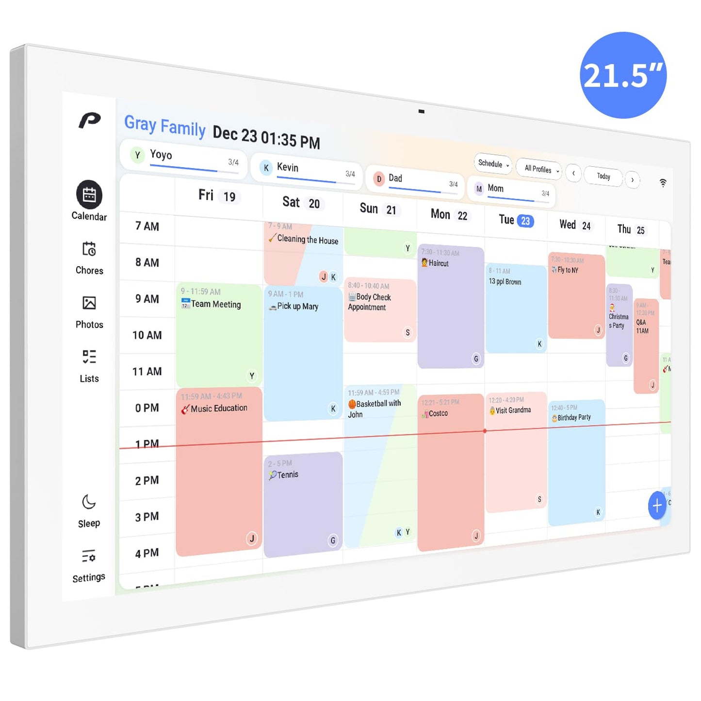 Digital Calendar, 21.5 inch Wall Planner & Chore Chart, FULL HD Interactive Touchscreen Display, Portable Smart Family Organizer, Event Planner, Perfect for Family Schedules - Wall Mountable, No Subscription (Free Magic Import)