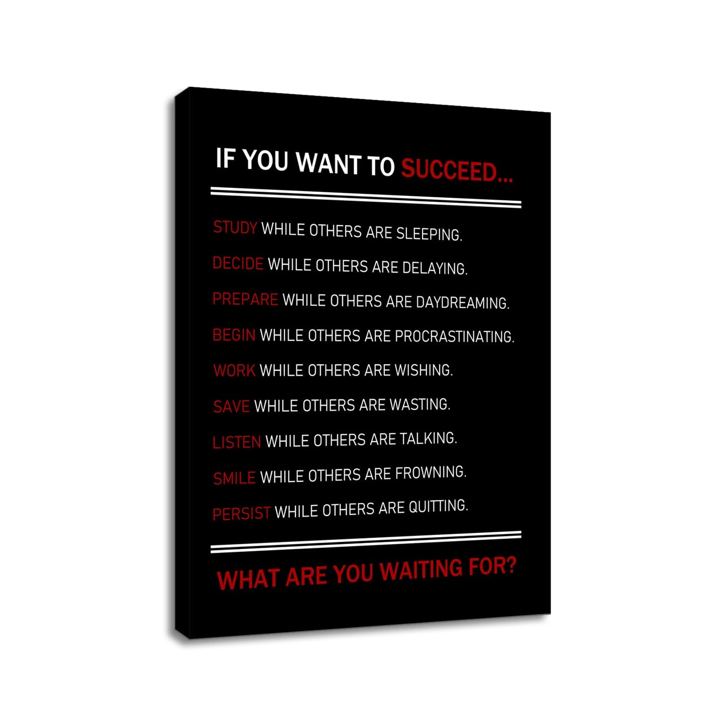 Inspirational Canvas Wall Art Motivational Posters If You Want To Succeed Print Artwork Positive Inspirational Quotes Painting Office Decor Living Room Framed [18''Wx 24''H]