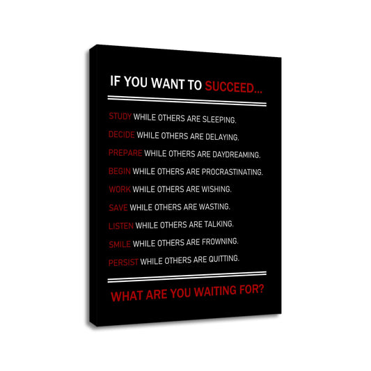 Inspirational Canvas Wall Art Motivational Posters If You Want To Succeed Print Artwork Positive Inspirational Quotes Painting Office Decor Living Room Framed [18''Wx 24''H]