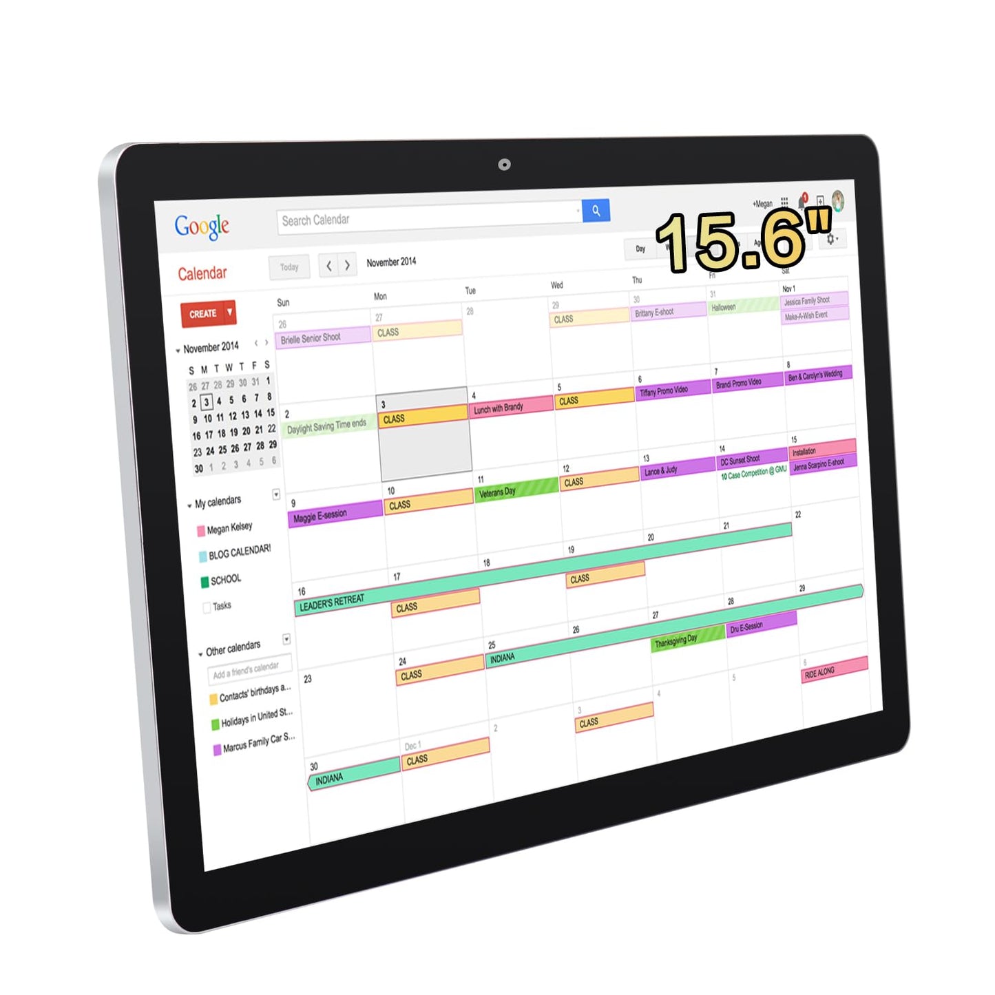 TouchWo 15.6 to 27 inch Touchscreen Digital Calendar & Wall Planners, Smart Whiteboard Calendar for Chore Chart & Work Schedule, Built in Speakers and Camera, Include Wall Mount & Desk Stand (15.6-inch)