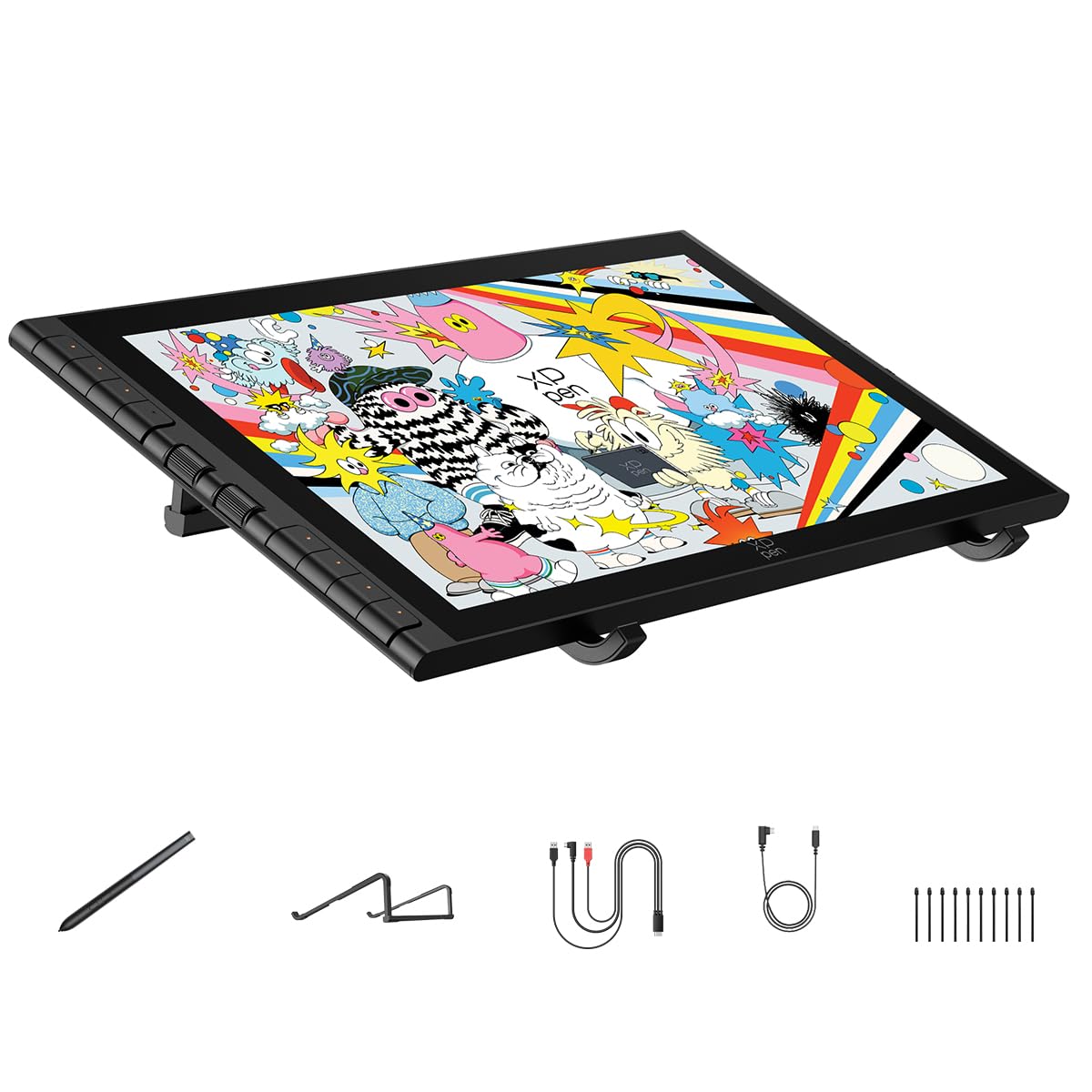 XPPen Artist 16 3rd Drawing Tablet with Screen, 15.4"Pen Display with 16K Pressure Stylus, Anti-Glare Etched Glass, 2 Scroll Wheels & 8 Hotkeys, Include Foldable Stand, Compatible with Mac/Win/Android