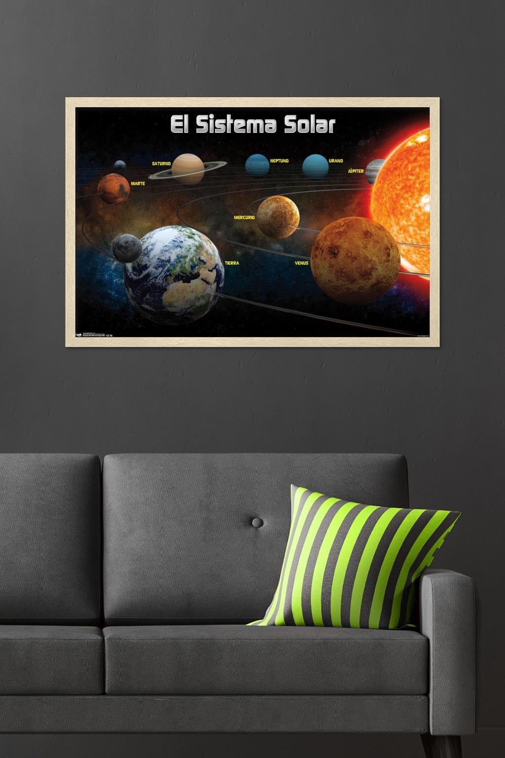 Trends International El Sistema Solar 2013 (Solar System) Wall Poster, 34L x 22.4W, Blonde Framed Version