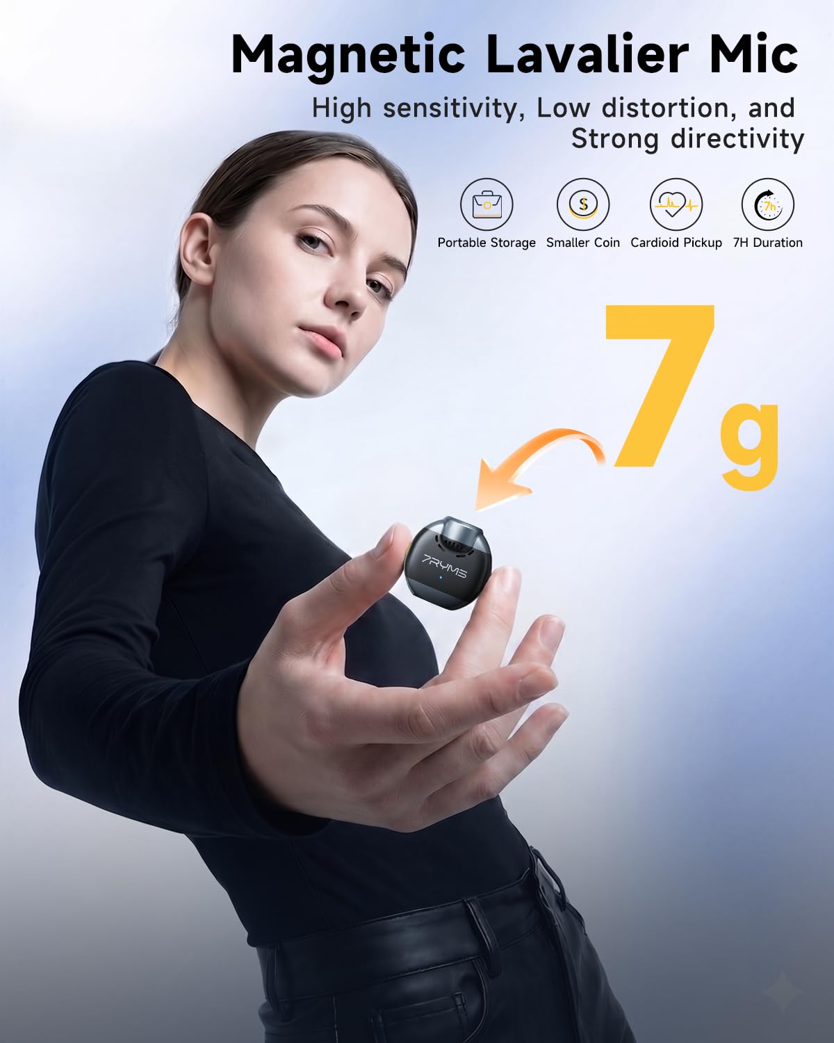 7RYMS WA2 Wireless Voice Amplifier for Teacher, Elderly with Magnetic Lavalier Mic, Personal Classroom Amplifier-Noise Canceling, 23H Working, 164ft Range, Mini Pa System for Teaching Tour Guide Yoga