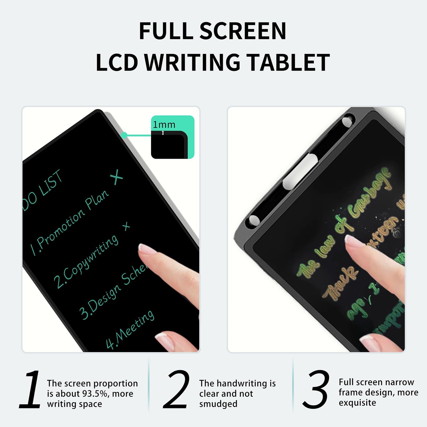 LCD Writing Tablet for Adult: 6.5 Inch Mini Full Screen Drawing Board Reusable Digital Notepad Portable Use for Office Study Teaching
