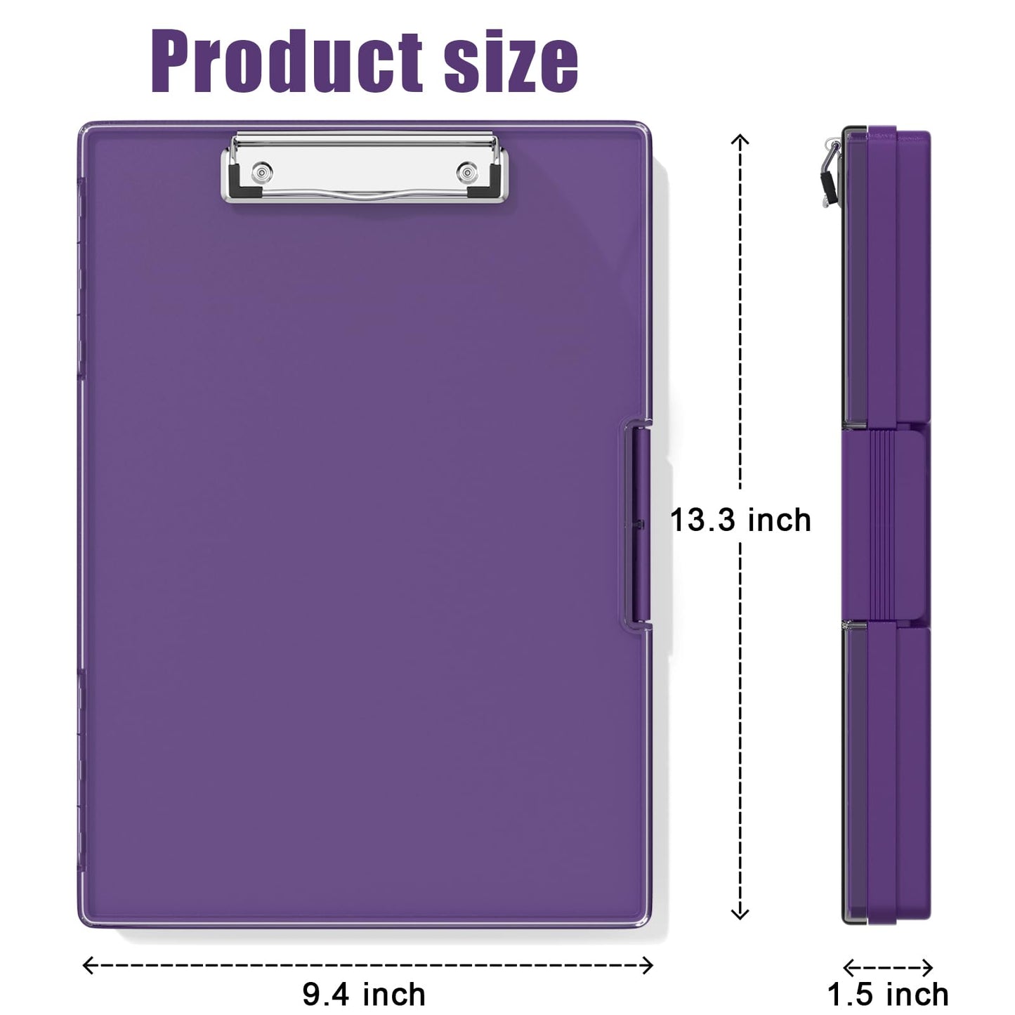 Hongri Clipboard with Storage, Purple 8.5 x 11 Folder Nursing Side Opening, Heavy Duty with Dual Compartment, Smooth Writing for Teachers, Classroom, Size 13.3 x 9.4 x 1.5 in, Office & School Supplies
