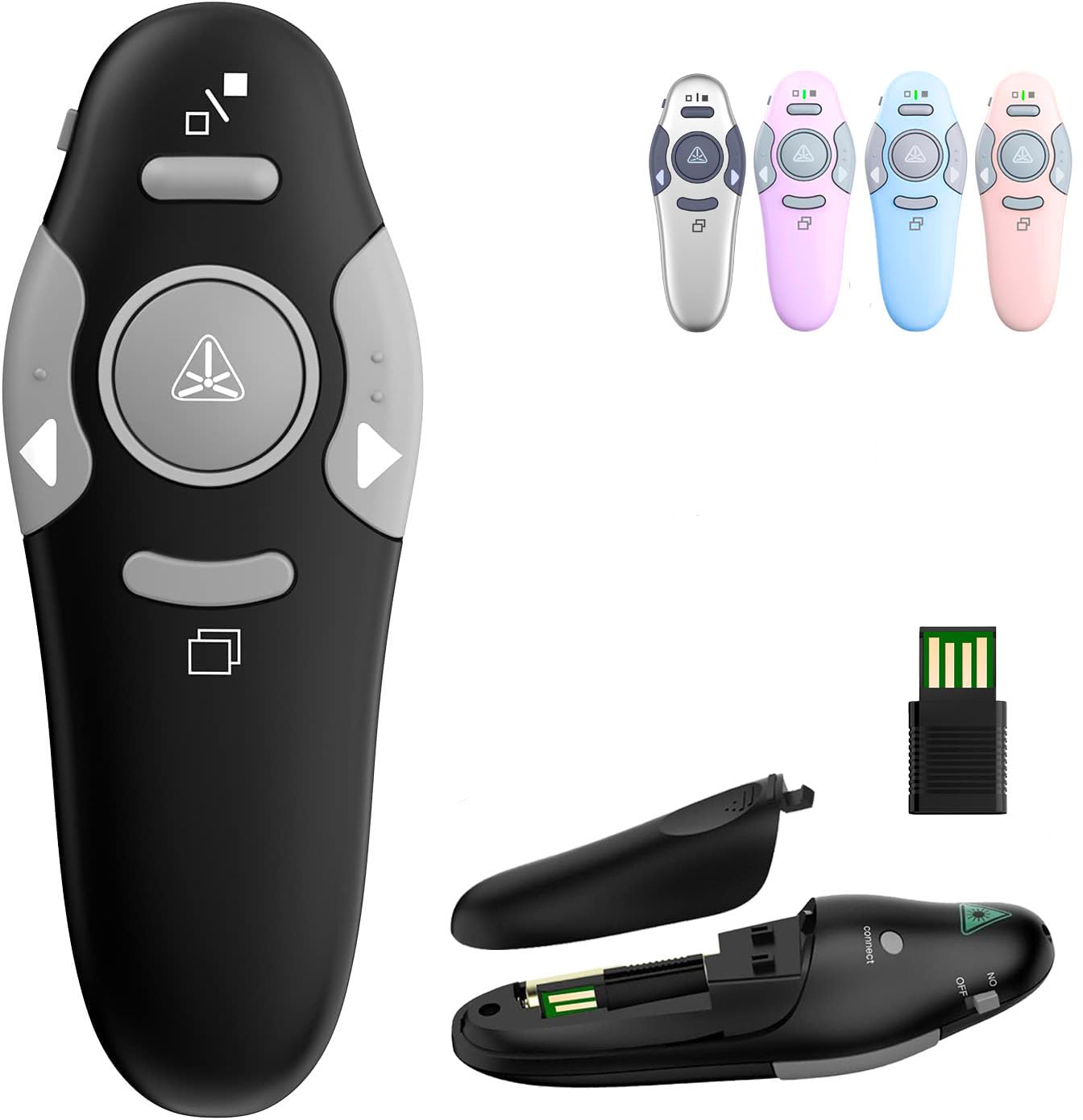 QUI Presentation Clicker Wireless Presenter Remote Clicker for PowerPoint Presentation Remote, PowerPoint Slide Advancer for Mac/Windows/Google Slide/Keynote, Black, A
