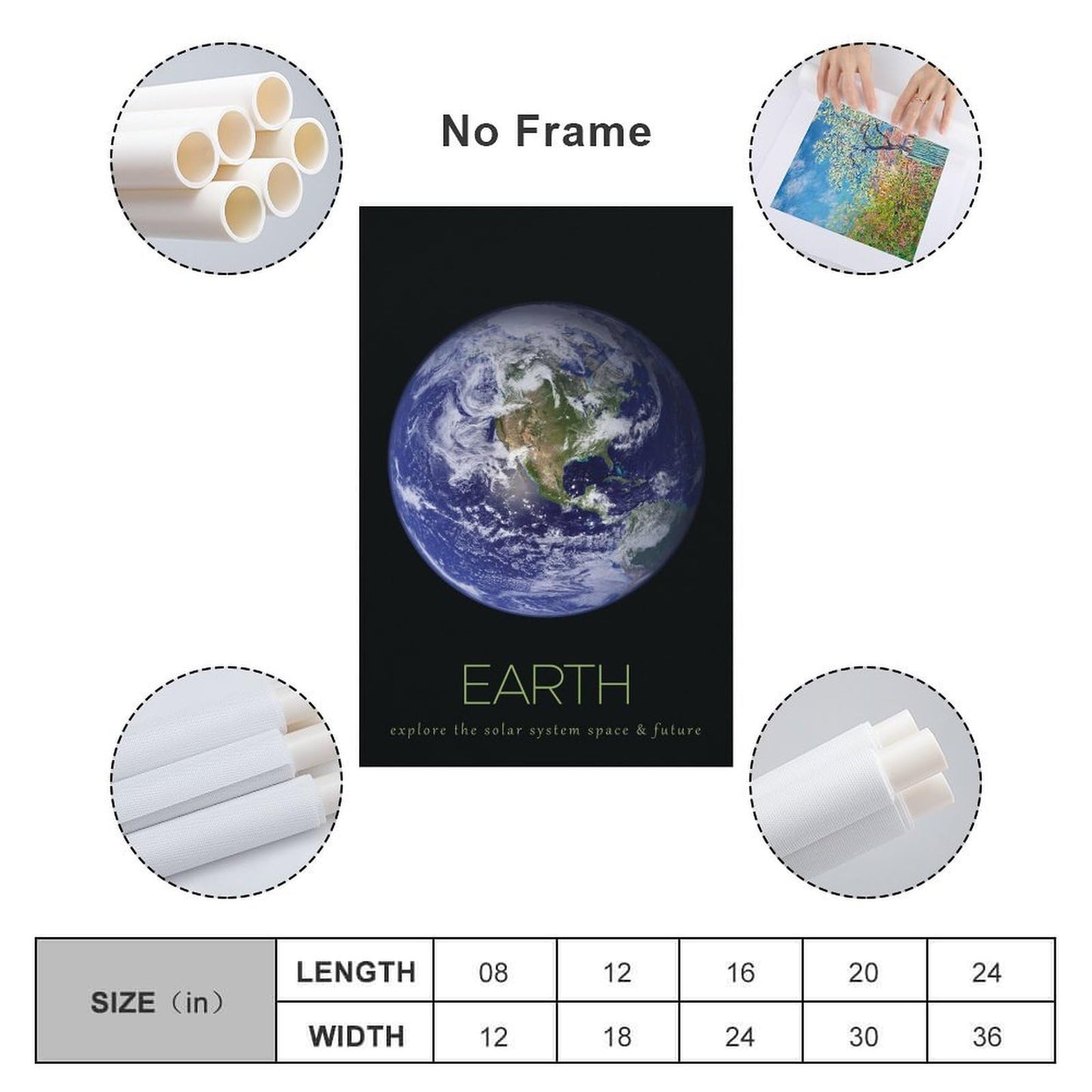 LGDSBHH Minimalist Earth Solar System Canvas Wall Art - Educational Space Planet Poster - Science Classroom & Kids Bedroom Decor - 12x18 Inch (Unframed)
