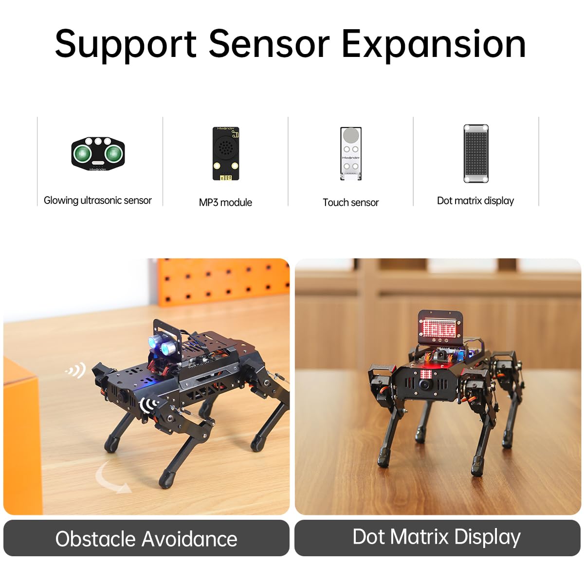 PuppyPi ROS2 Robot Dog with ChatGPT Large AI Models AI Embodied Intelligence Robotic Dog Vision Scene Voice Command Understanding Bionic Quadruped ROS Education Robot, Standard & RaspberryPi5 8GB