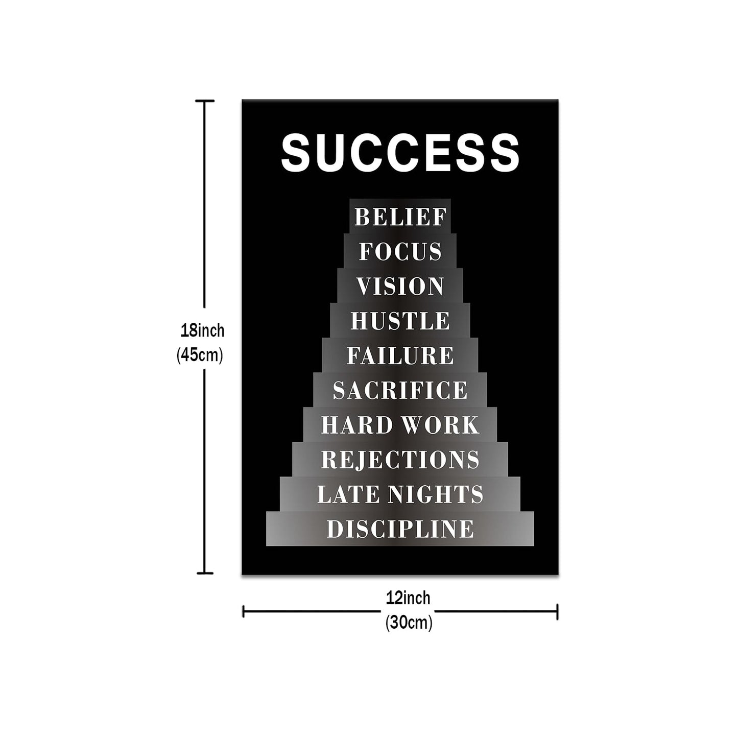 Inspirational Wall Art Home Decor Success Motivational Poster Quotes for Living Room Bedroom Office Bathroom Canvas Print Inspiring Sign Framed Wall Decoration Artwork Ready to Hang [12''Wx 18''H]