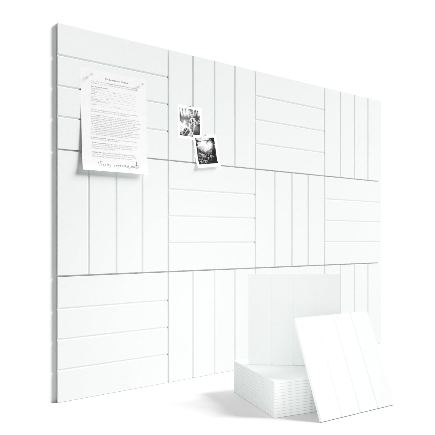 Large Felt Bulletin Board 48" x 36" Cork Board Alternative-12 Pack with 70 Safe Removable Adhesive Tabs, Cork Boards for Walls for Home Office Classroom Pin Board-Cold White