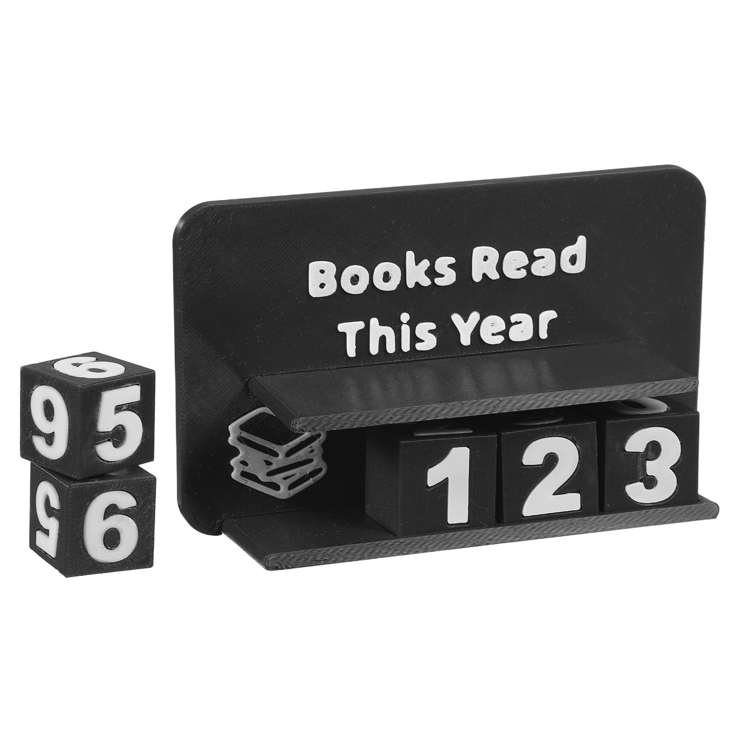 PATIKIL Books Read This Year Tracker, 3D Reading Challenge Counter Sign Library Bookshelf Decor Reading Challenge Number Up to 999 Books Gift for Reader Book Lovers Teachers, Black