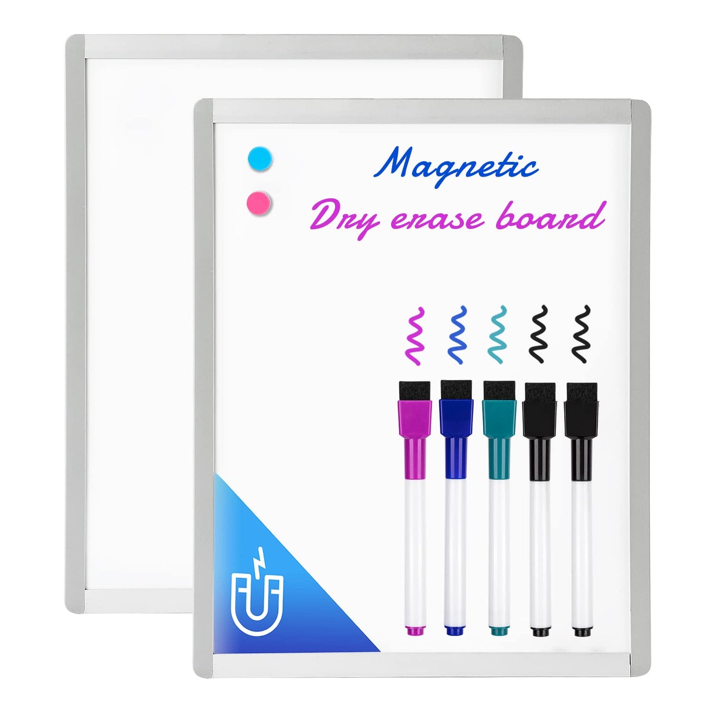 VUSIGN Small Dry Erase Whiteboard, 11 x 14 Inches White Board for Students, Fridge, Locker, Mini Dry Erase Board, Aluminum Frame, 2 Pack