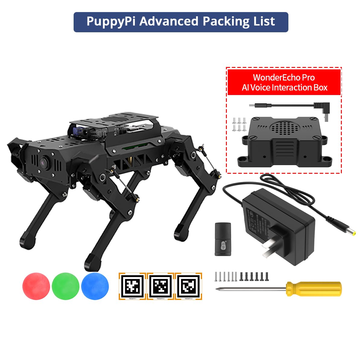 PuppyPi Robot Dog with ChatGPT Large AI Models AI Embodied Intelligence ROS Robotic Dog Vision Scene Voice Understanding SLAM Mapping Navigation Bionic Quadruped Robot, Advanced Kit & RaspberryPi5 4GB