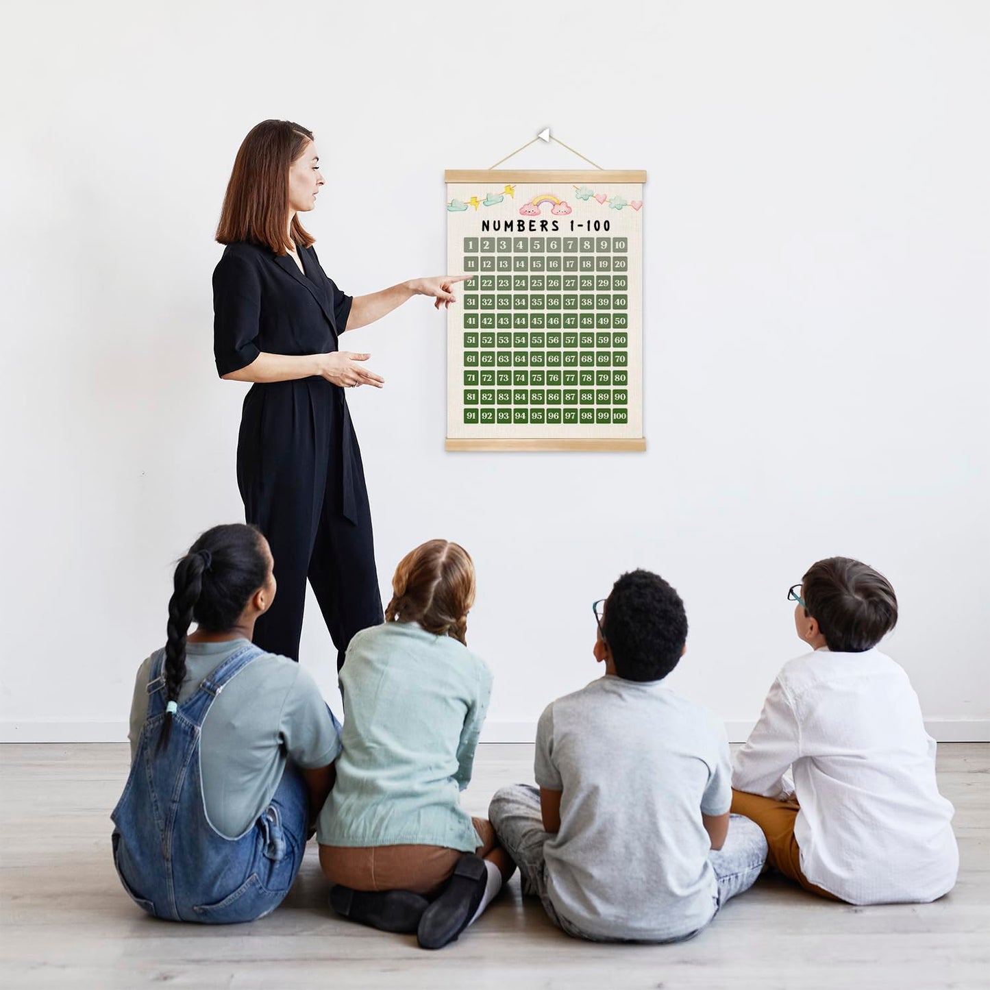 You found a duck 1-100 Numbers Chart Poster,Classroom Education Canvas Poster,Boho Green Number Learning Chart for Playroom Preschool Nursery Toddlers,Kids Room Decor 14x18.5Inch(Green)