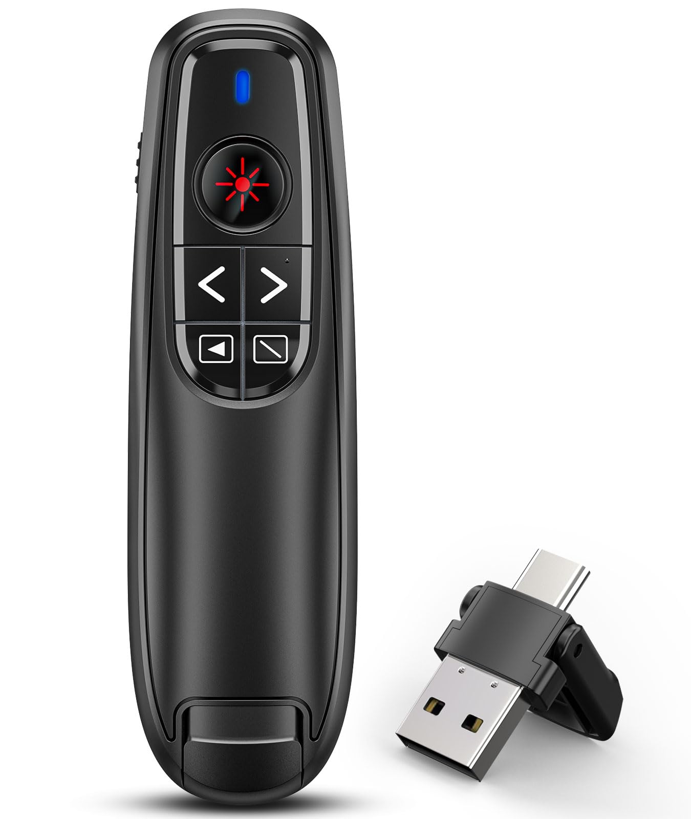 2-in-1 USB Type C Presentation Clicker Wireless Presenter Remote Clicker for PowerPoint Presentations with Clicker, RF 2.4GHz USB C PowerPoint Clicker Slide Advancer for Computer/Mac/Laptop