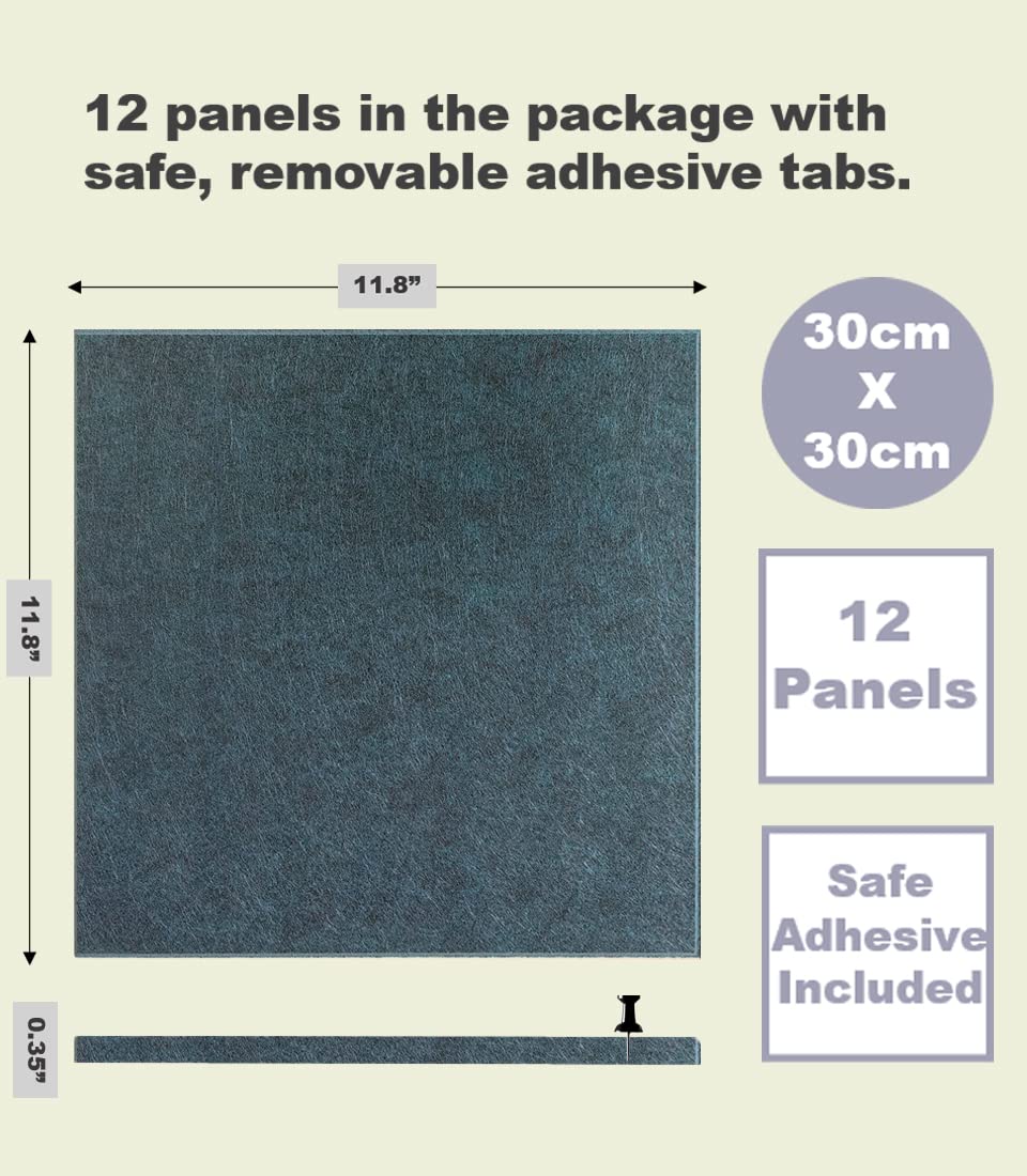DECORITA Dark Green Bulletin Board | Large Cork Boards Alternative for Walls | Felt Cork Board for Office, Home & Classroom | Green Office Classroom Supplies | Felt Wall Tiles (12-Pack) | Emerald