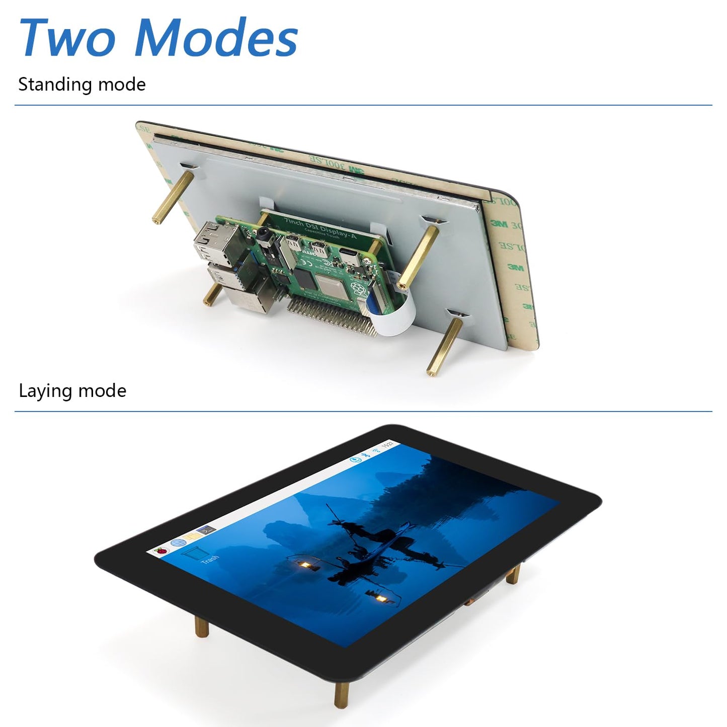 FREENOVE 7 Inch Touch Display for Raspberry Pi 5 4 B 3 B+ A+, 800x480 Pixel IPS Monitor, 5-Point Capacitive Touchscreen, Driver-Free MIPI DSI Port