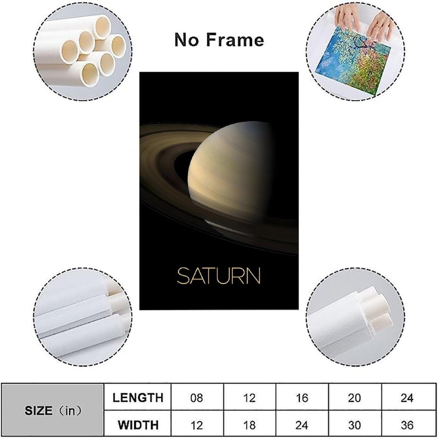 XIAOLOUTINYU Solar System Canvas Wall Art - Saturn Planet Space Poster for Kids Room Bedroom Classroom, STEM Educational Astronomy Decor, Science Gift for Boys Girls Teens, 12x18 Inch Unframed