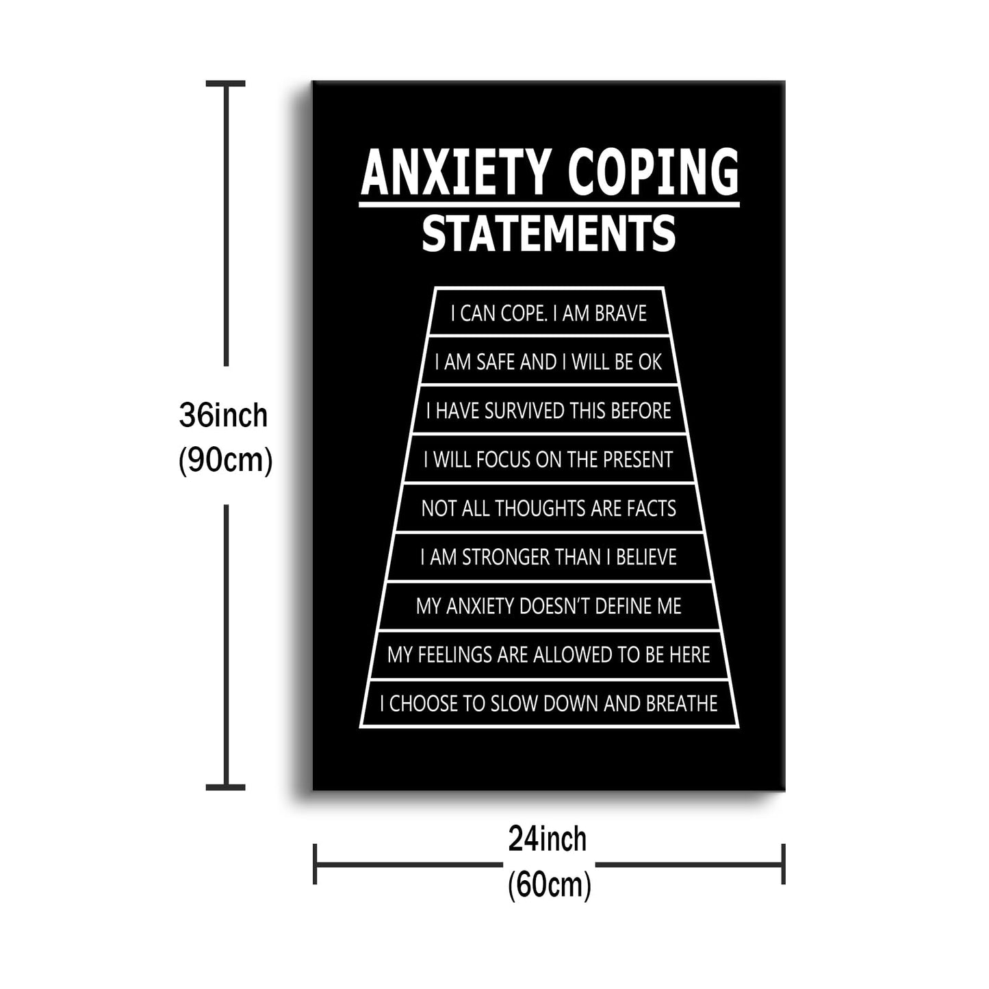 YSPCSUN Motivational Poster Anxiety Coping Statements Quote Office Decor Painting Practice Inspirational Canvas Wall Art Prints Artwork for Modern Home Living Room Ready to Hang [24''Wx 36''H]
