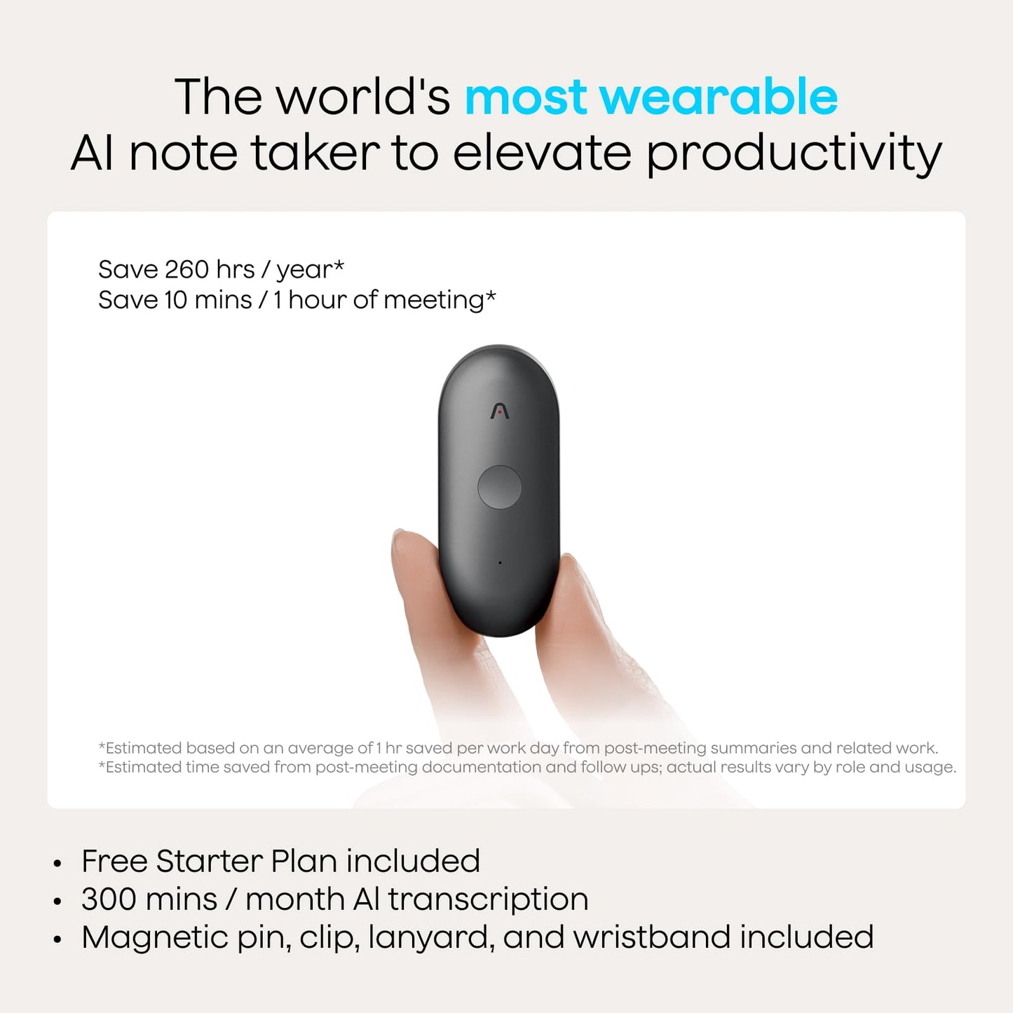 Plaud NotePin S AI Voice Recorder, Wearable AI Notetaker, AI Transcribe & Summarize, Support 112 Languages, 64GB Audio Recorder for Meetings Interviews, Professionals, Teams, with 4 Accessories