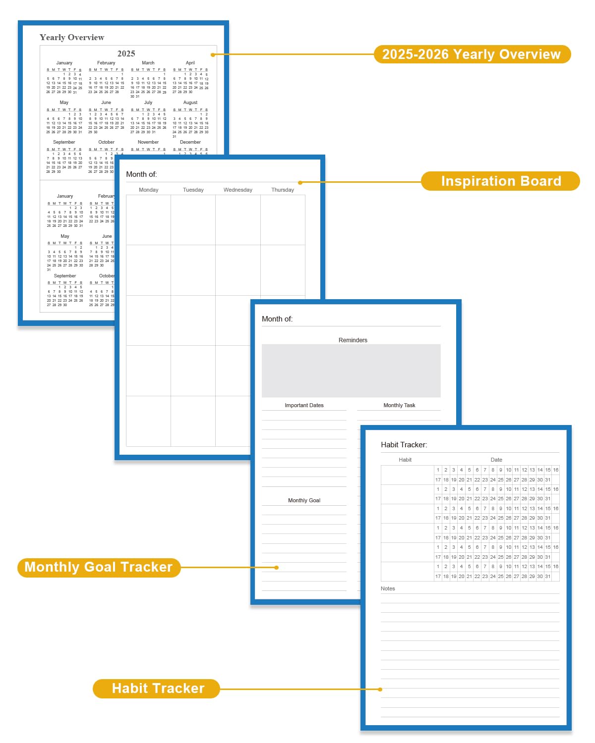 Academic Planner for 2026-2027 or Anytime – 5.8" x 8.5" Undated Weekly Student Planner For Homeschool, High School, College & Nursing Students, 200 Pages, Blue