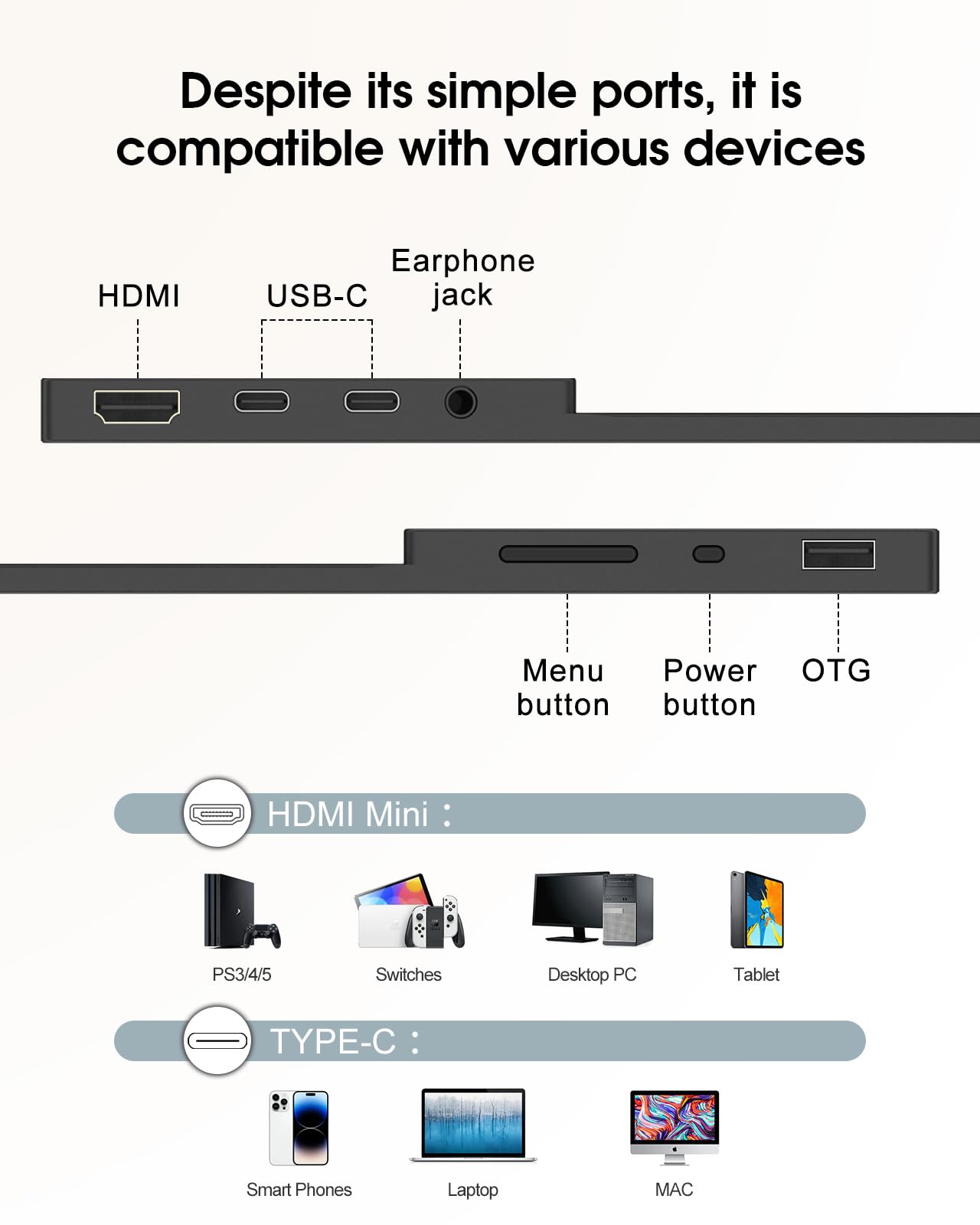 15.6" Portable Monitor Touchscreen,1080P FHD Laptop Screen Extender, 300 Nits Brightness IPS Display,Travel Monitor with Kickstand & Speaker, HDMI USB-C External Monitors for Laptop Computer Switch