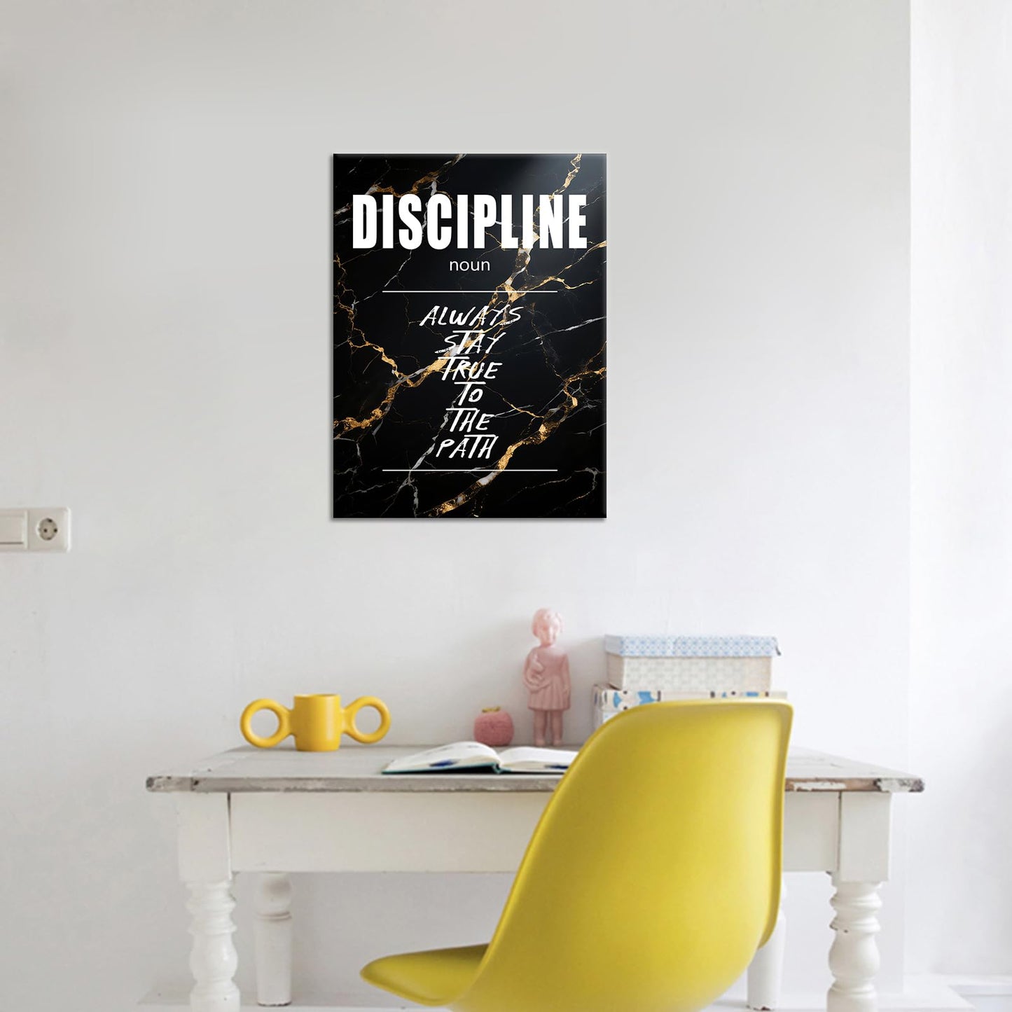 YSPCSUN Inspirational Wall Decor Discipline Always Stay True To The Path Canvas Prints Framed Motivational Office Signs Positive Mindset Artwork For Bedroom Living Room Entrepreneur 24x18 Inch Art