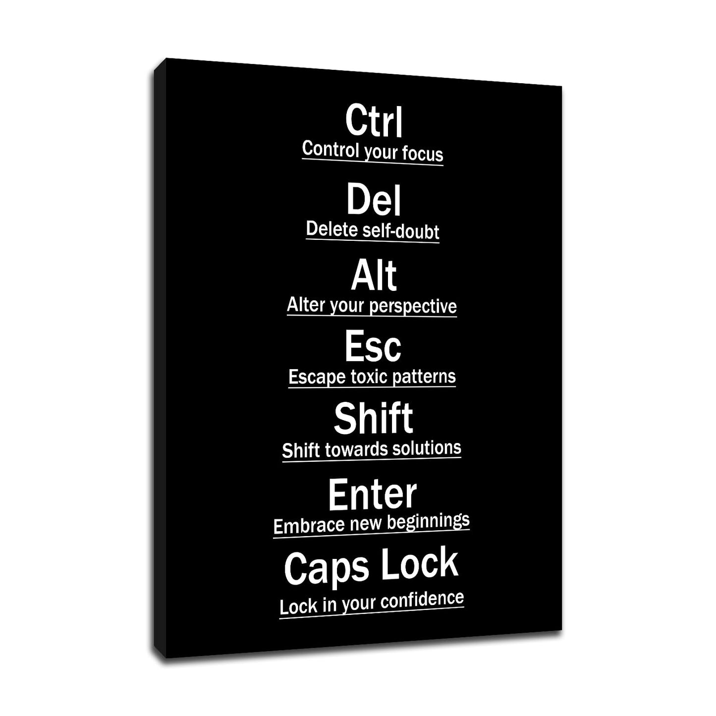 Inspirational Wall Art Office Decor for Men Ctrl Alt Del Motivational Discipline Canvas Poster Inspiring Painting Print Wall Pictures for Living Room Gym Office Stretched and Framed [18''Wx24''H]