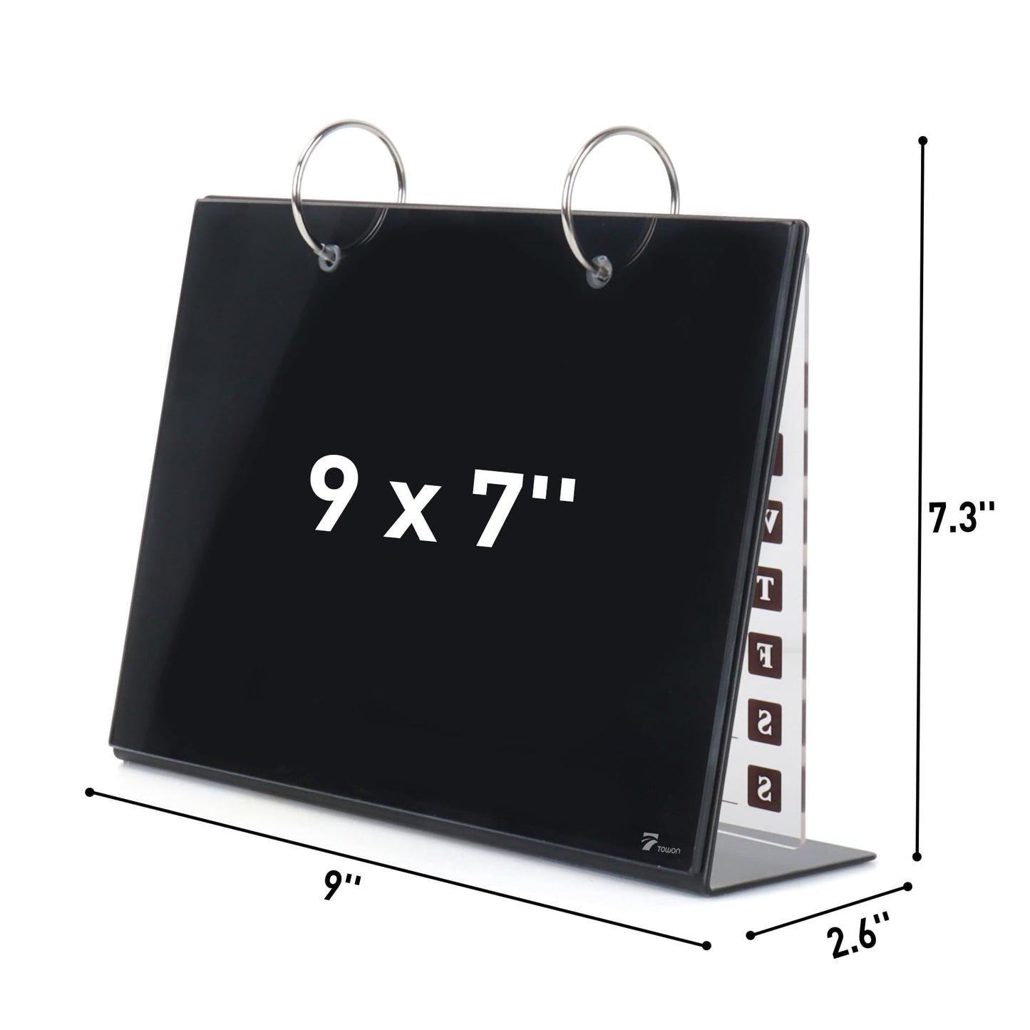 Desktop Glass Dry Erase & Acrylic Aesthetic Desk Calendar Weekly to-do List Combo, Small Magnetic Standing Whiteboard, Desk Flip Easel Calendar with Accessories for Home Office Supply, Black, 9 x 7''