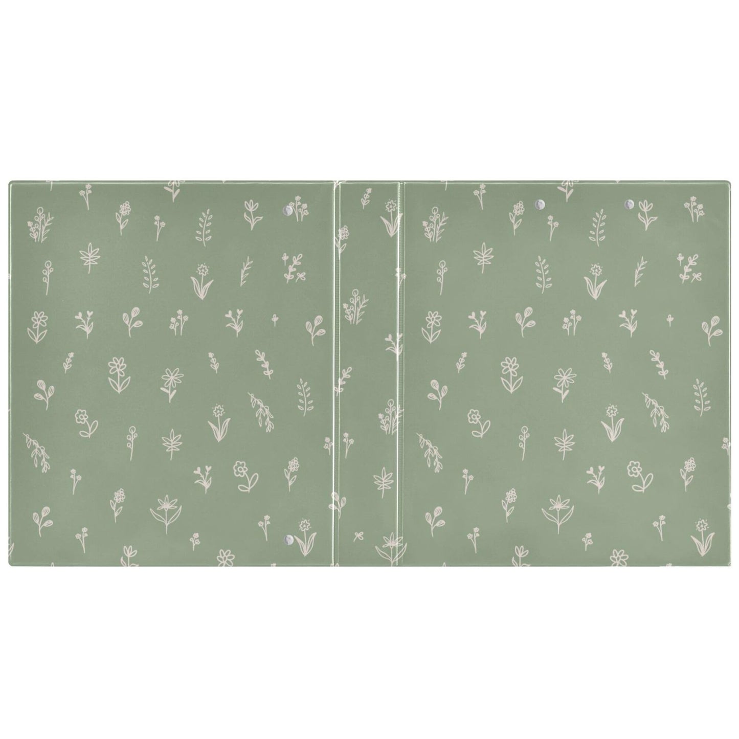 Sage Green Round Ring Binders 1.5 Inch Flowers Sunflower Daisy Leaves 3 Ring Clipboard Binder for Office School Work Supplies File Folder 200 Sheet Capacity Easy Open