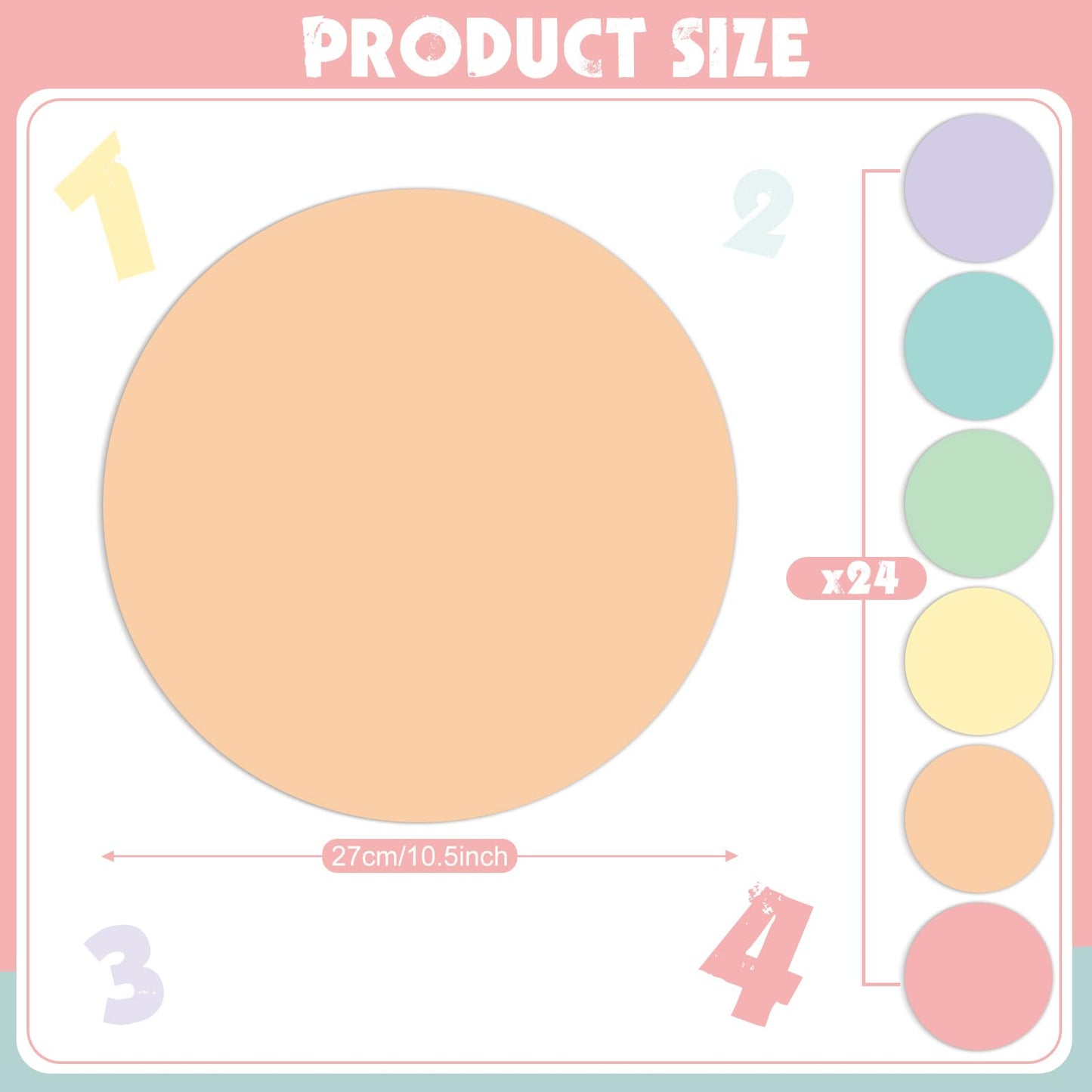 Lincia 24 Pack Colorful Dry Erase Dots Circles Spots for Classroom Table 10.5 Inch Removable Vinyl Desktop Stickers Spots Wall Decals for 100th Day of School Teacher Students Home (Candy Colors)