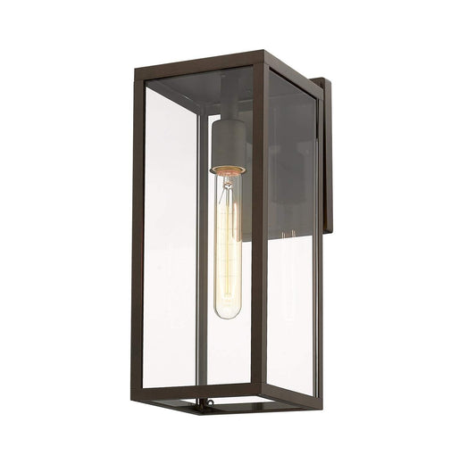 Bestshared Outdoor Wall Lantern - 15in 1-Light Sconce, Metal, Oil Rubbed Bronze, Model 4176, 1 Pack