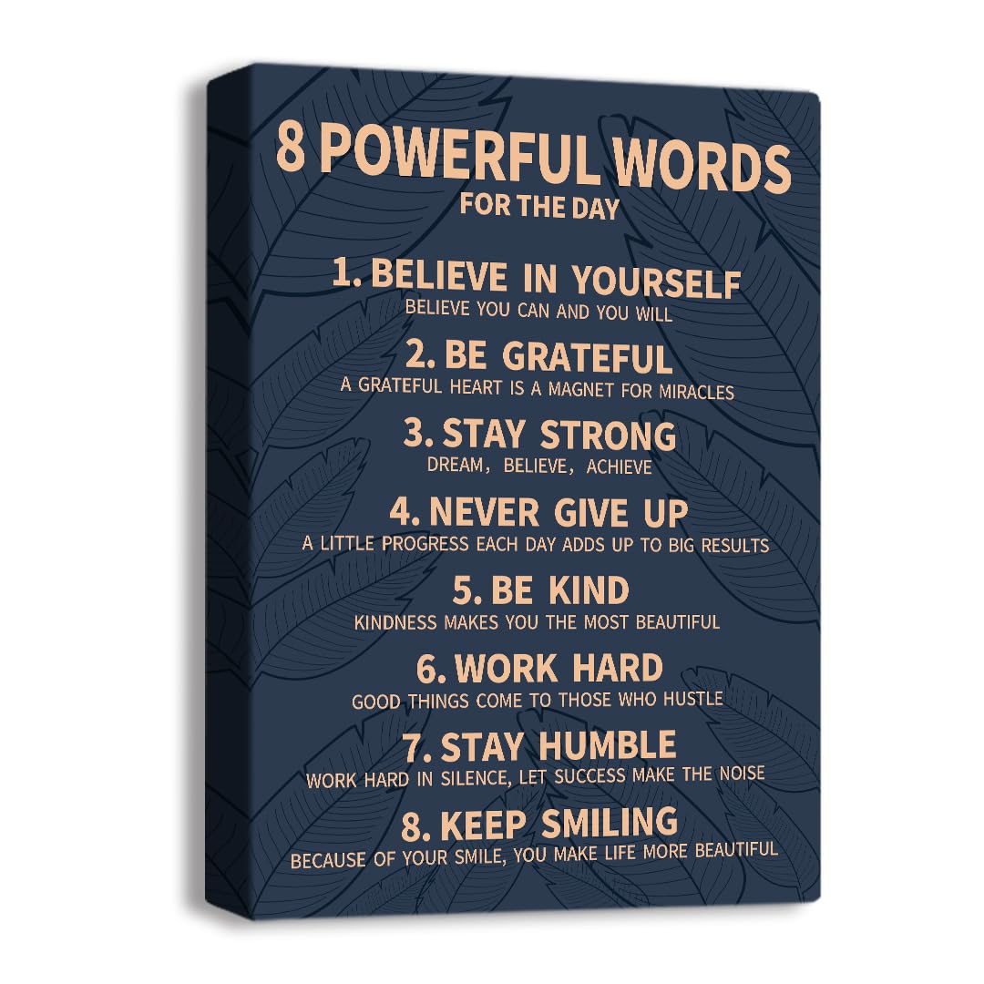 8 Rules Of Life Canvas Decoration Painting, Suitable For Office, School, Library,Home (29x38cm) Framed (Blue-8)