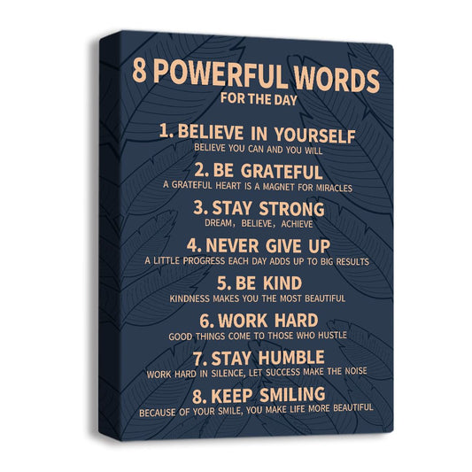 8 Rules Of Life Canvas Decoration Painting, Suitable For Office, School, Library,Home (29x38cm) Framed (Blue-8)