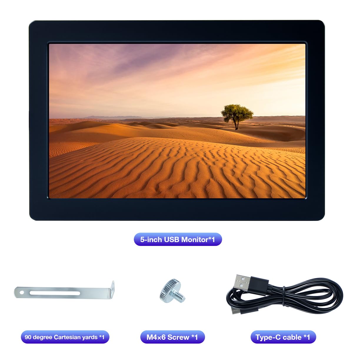 Hosyond 5 Inches USB C Mini Monitor 1024x600 IPS LCD Screen Type C Secondary Screen Display for PC Laptop Windows