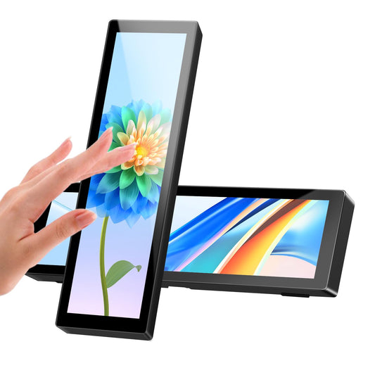 AISHICHEN Mini Monitor for PC, Upgraded 8.8 Inch Small Touchscreen Monitor 1920x480 Stretched Bar Monitor, Sensor Panel Temperature LCD Display, IPS USB Mini Screen for RPi, AIDA64 ARGB Computer Case