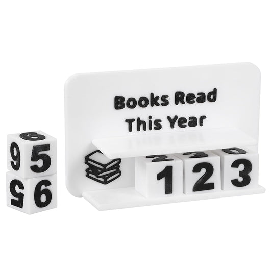 PATIKIL Books Read This Year Tracker, 3D Reading Challenge Counter Sign Library Bookshelf Decor Reading Challenge Number Up to 999 Books Gift for Reader Book Lovers Teachers, White